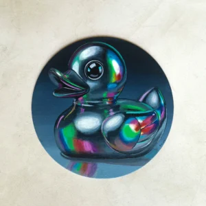 Peinture acrylique représentant un canard chromé