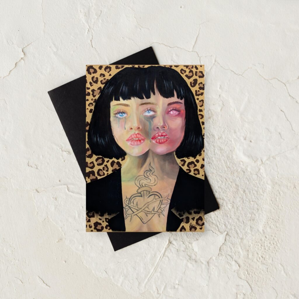 Tableau représentant une femme à deux visages fusionnés